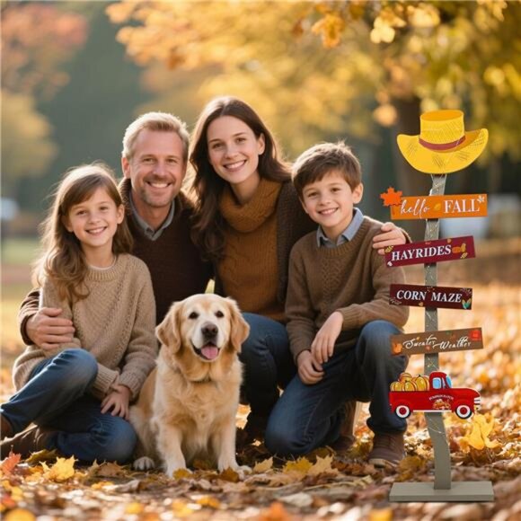 Lighted Hello Fall Wood Porch Sign Thanksgiving Welcome Door Decorations Autumn - Picture 5 of 8